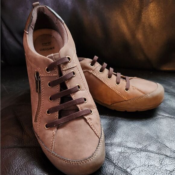 Earth origins DARK BROWN 10W Netta Round Toe Casual Lace-up Sneakers - Picture 5 of 10